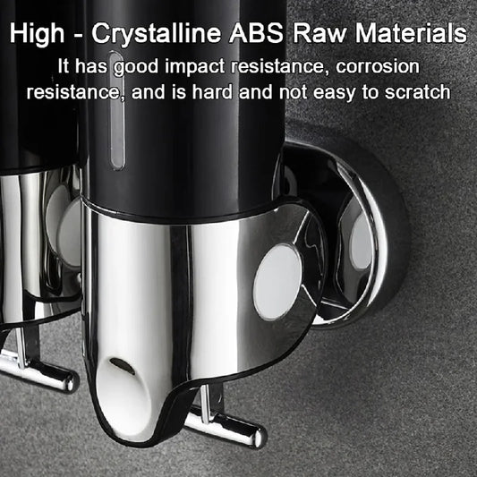 Chrome wall-mounted coffee maker with text about high-crystalline ABS raw materials