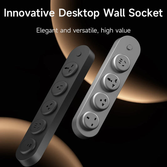 Innovative desktop wall socket with multiple sockets on a dark background