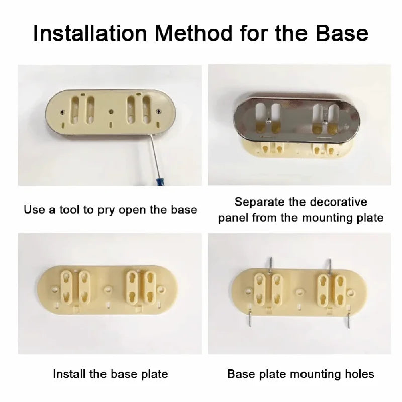 Step-by-step guide on installing a base plate with text instructions.
