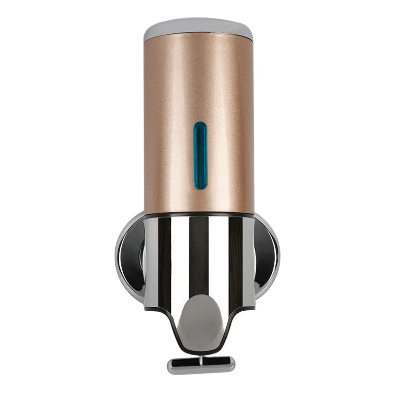 Gold and silver soap dispenser on a white background