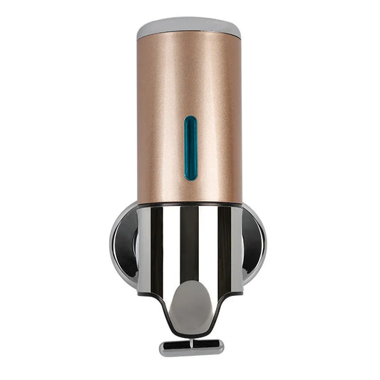 Gold and silver soap dispenser on a white background